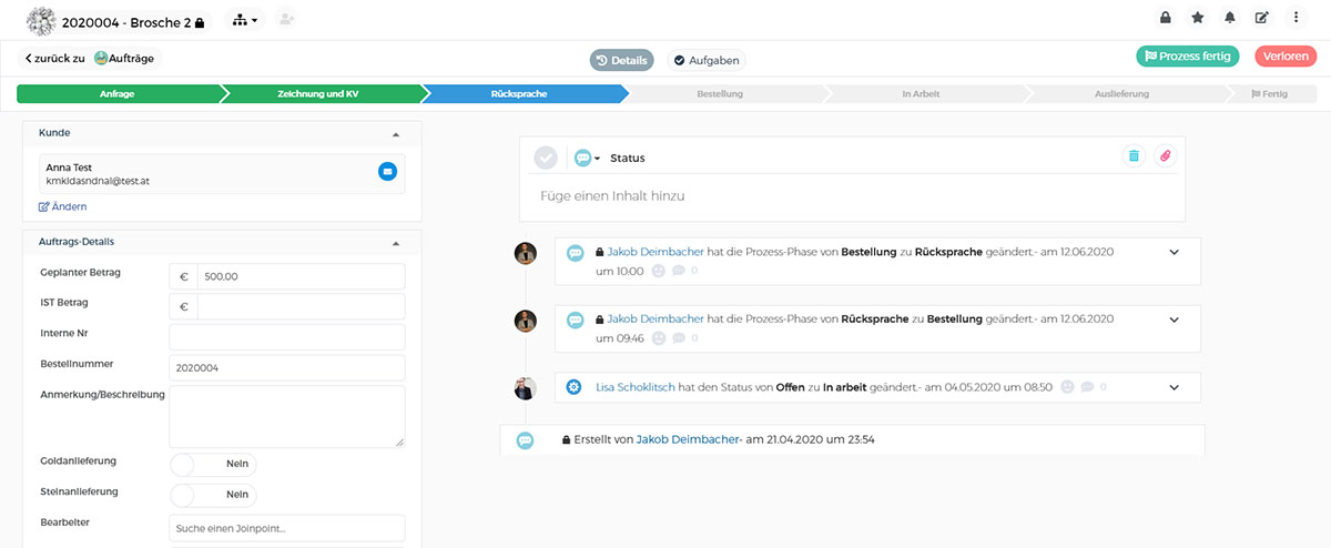 Aufträge für Schmuck & Uhren einfach managen