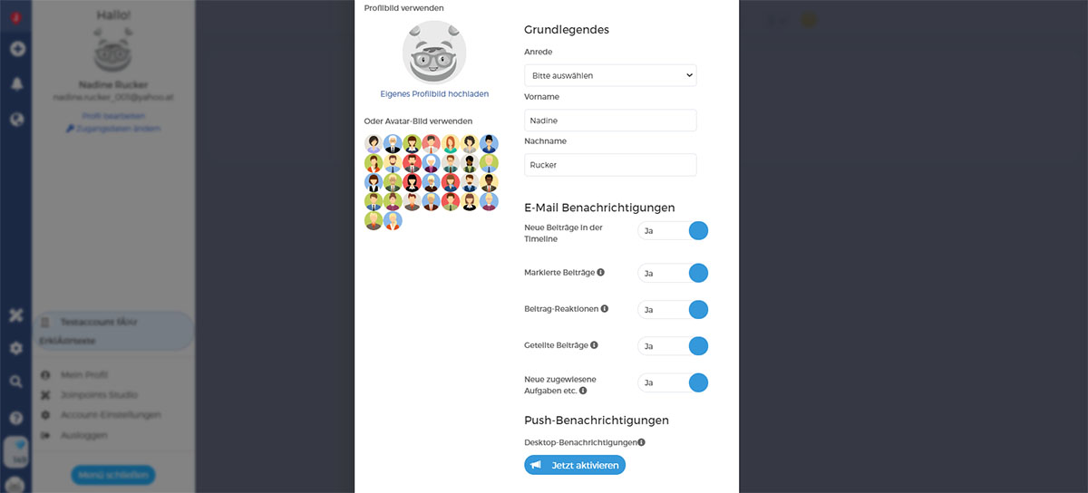 Wie bearbeite ich mein Profil?